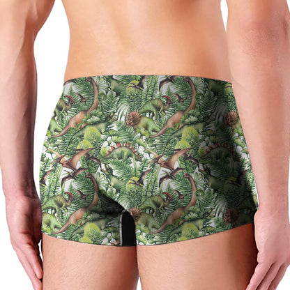 Dinosaur And Prehistoric Plants Print Men's Boxer Briefs