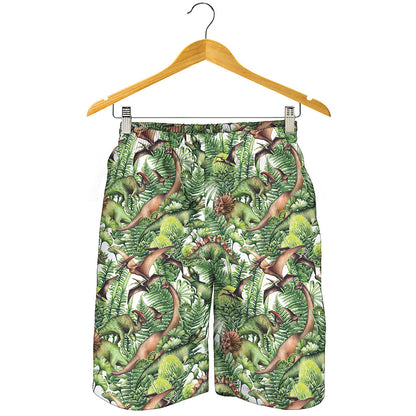 Dinosaur And Prehistoric Plants Print Men's Shorts