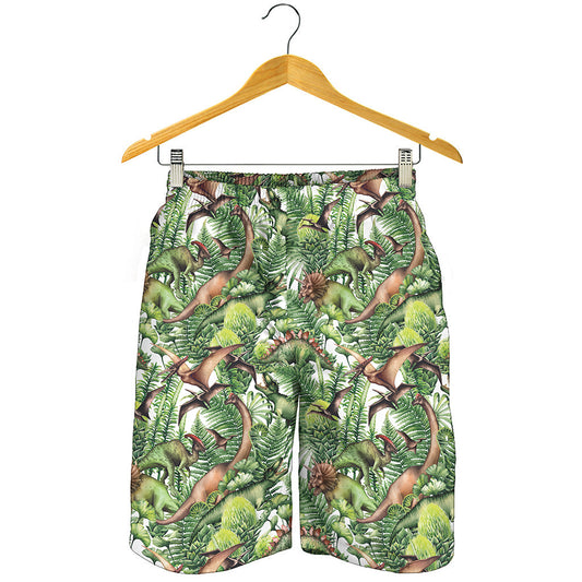 Dinosaur And Prehistoric Plants Print Men's Shorts