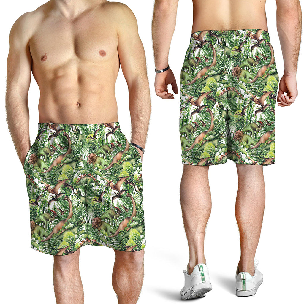 Dinosaur And Prehistoric Plants Print Men's Shorts