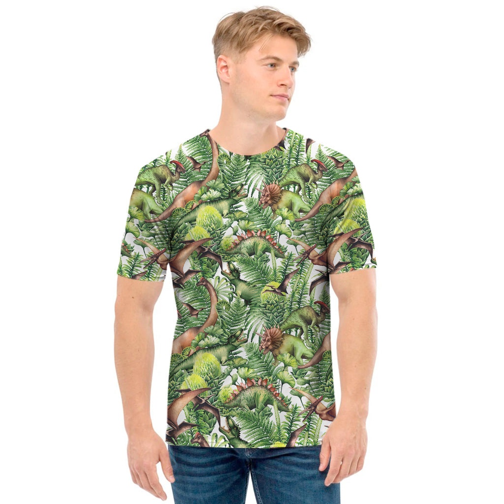 Dinosaur And Prehistoric Plants Print Men's T-Shirt