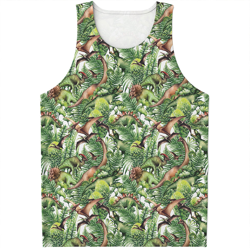 Dinosaur And Prehistoric Plants Print Men's Tank Top