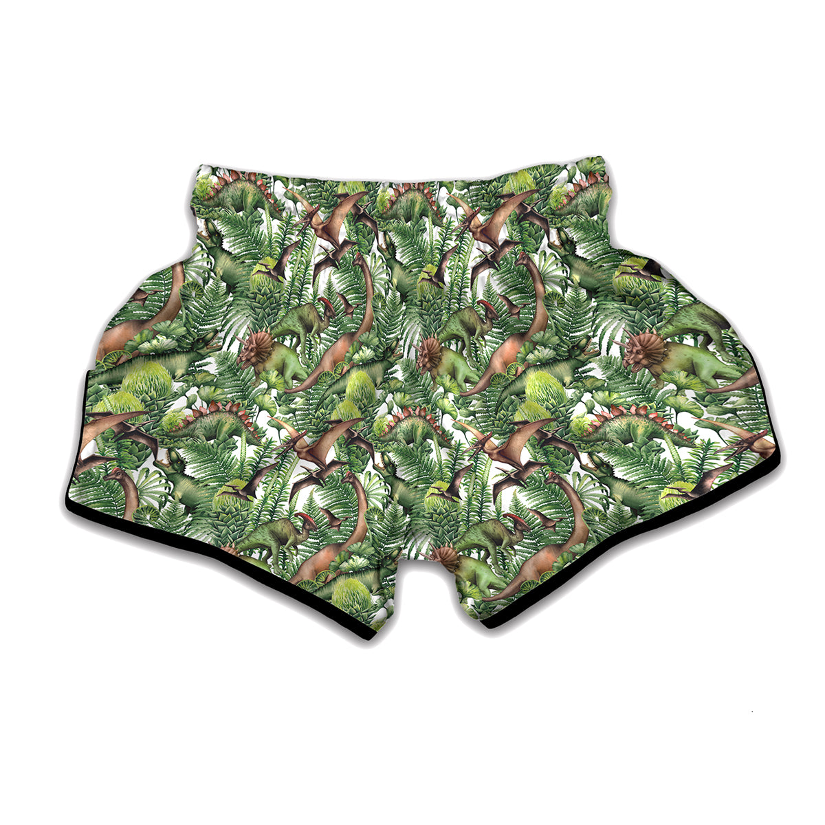 Dinosaur And Prehistoric Plants Print Muay Thai Boxing Shorts