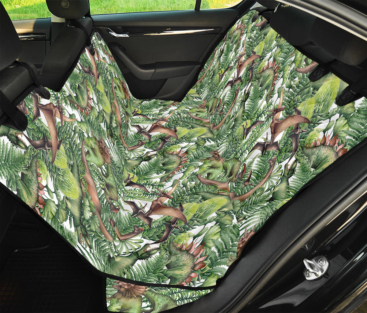 Dinosaur And Prehistoric Plants Print Pet Car Back Seat Cover
