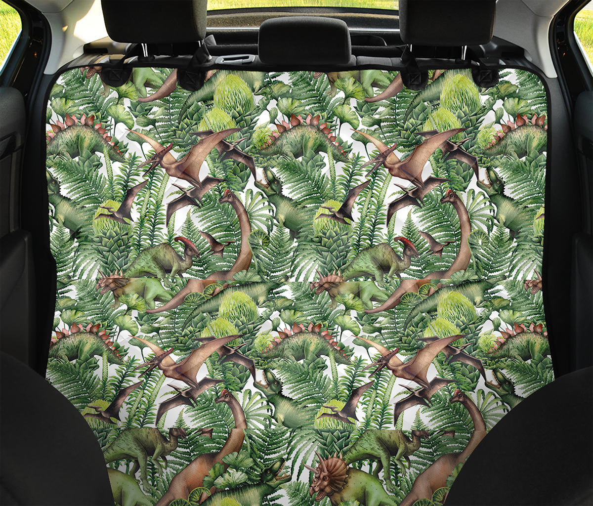 Dinosaur And Prehistoric Plants Print Pet Car Back Seat Cover