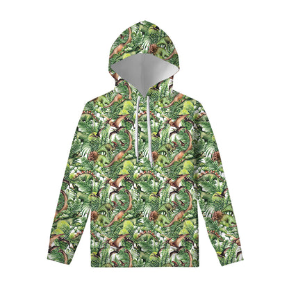 Dinosaur And Prehistoric Plants Print Pullover Hoodie