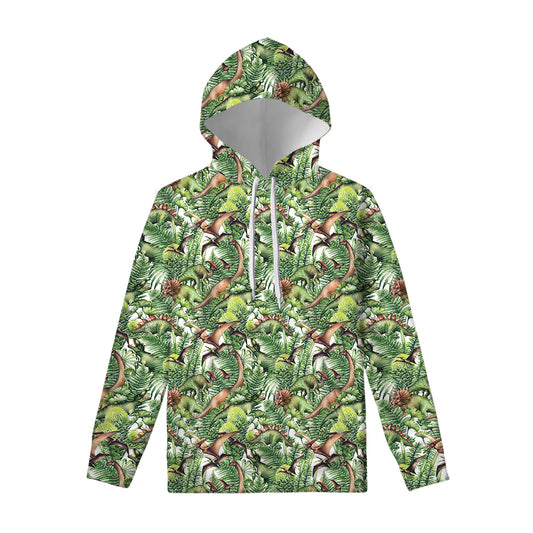Dinosaur And Prehistoric Plants Print Pullover Hoodie