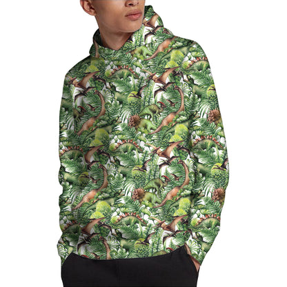 Dinosaur And Prehistoric Plants Print Pullover Hoodie