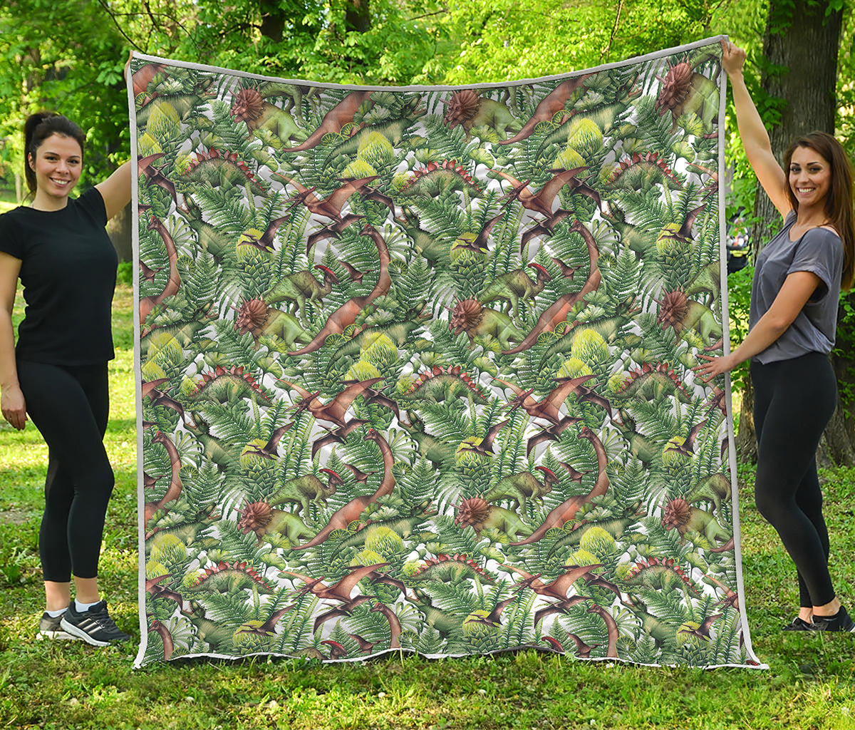 Dinosaur And Prehistoric Plants Print Quilt