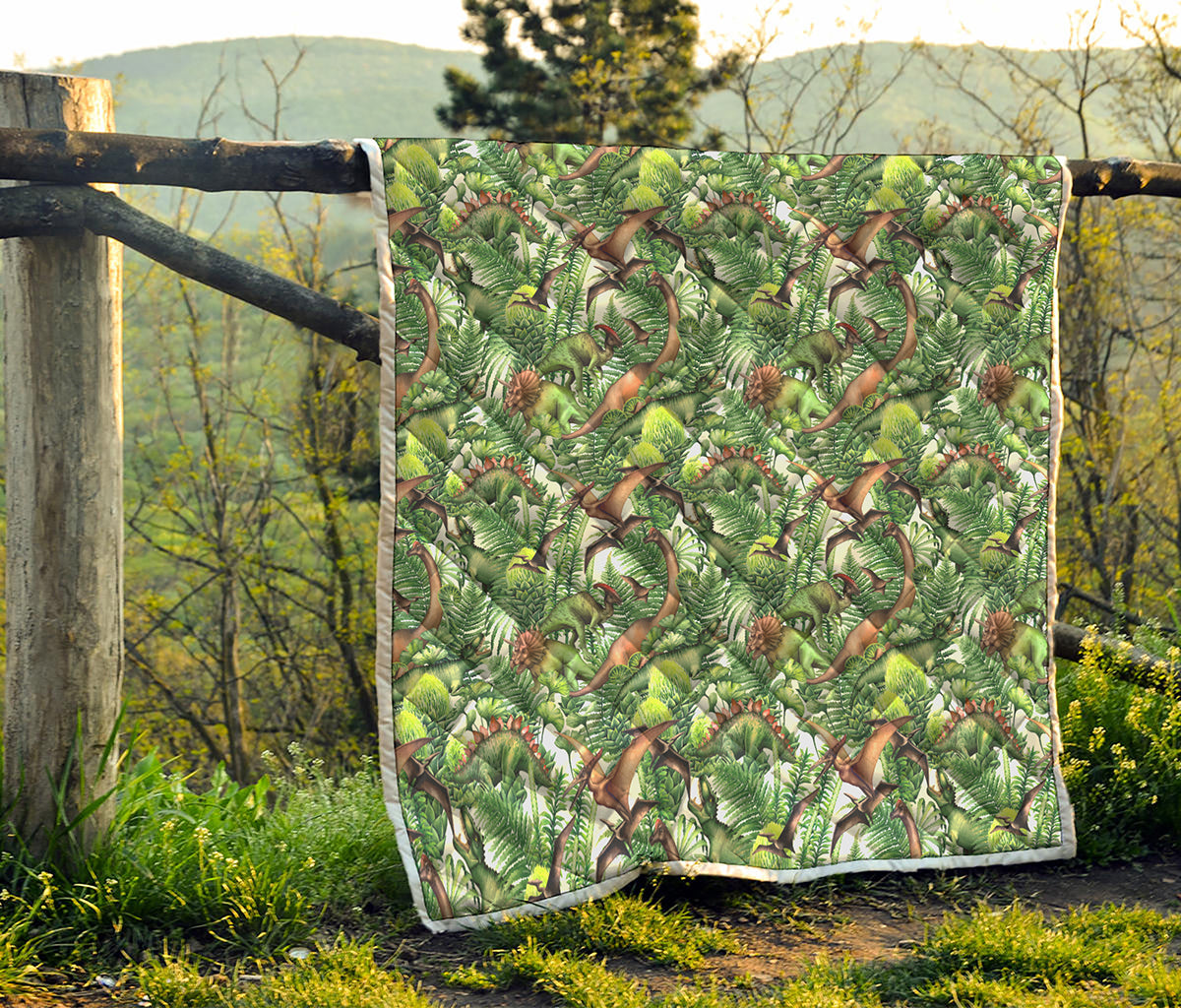 Dinosaur And Prehistoric Plants Print Quilt