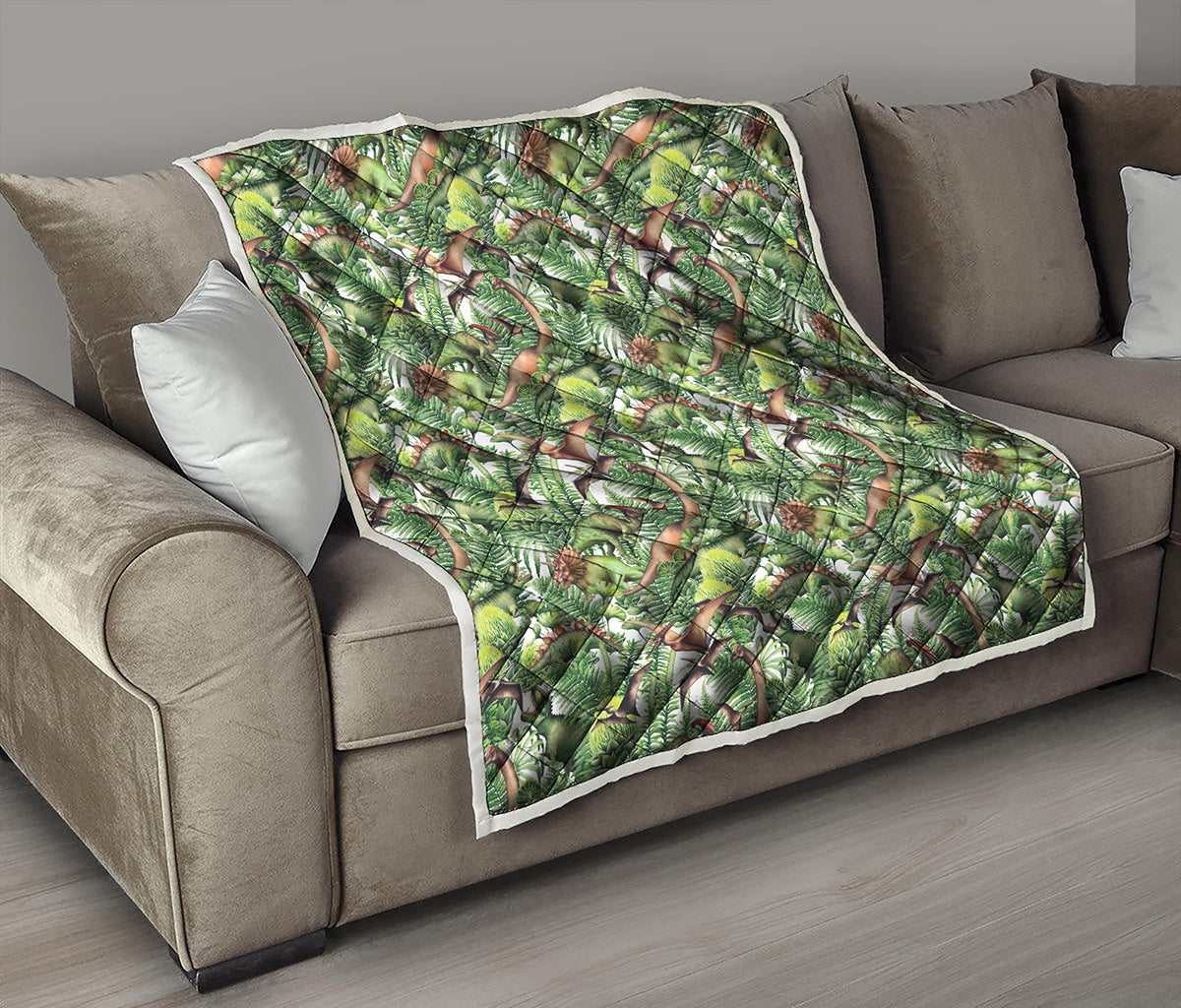 Dinosaur And Prehistoric Plants Print Quilt