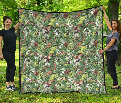 Dinosaur And Prehistoric Plants Print Quilt