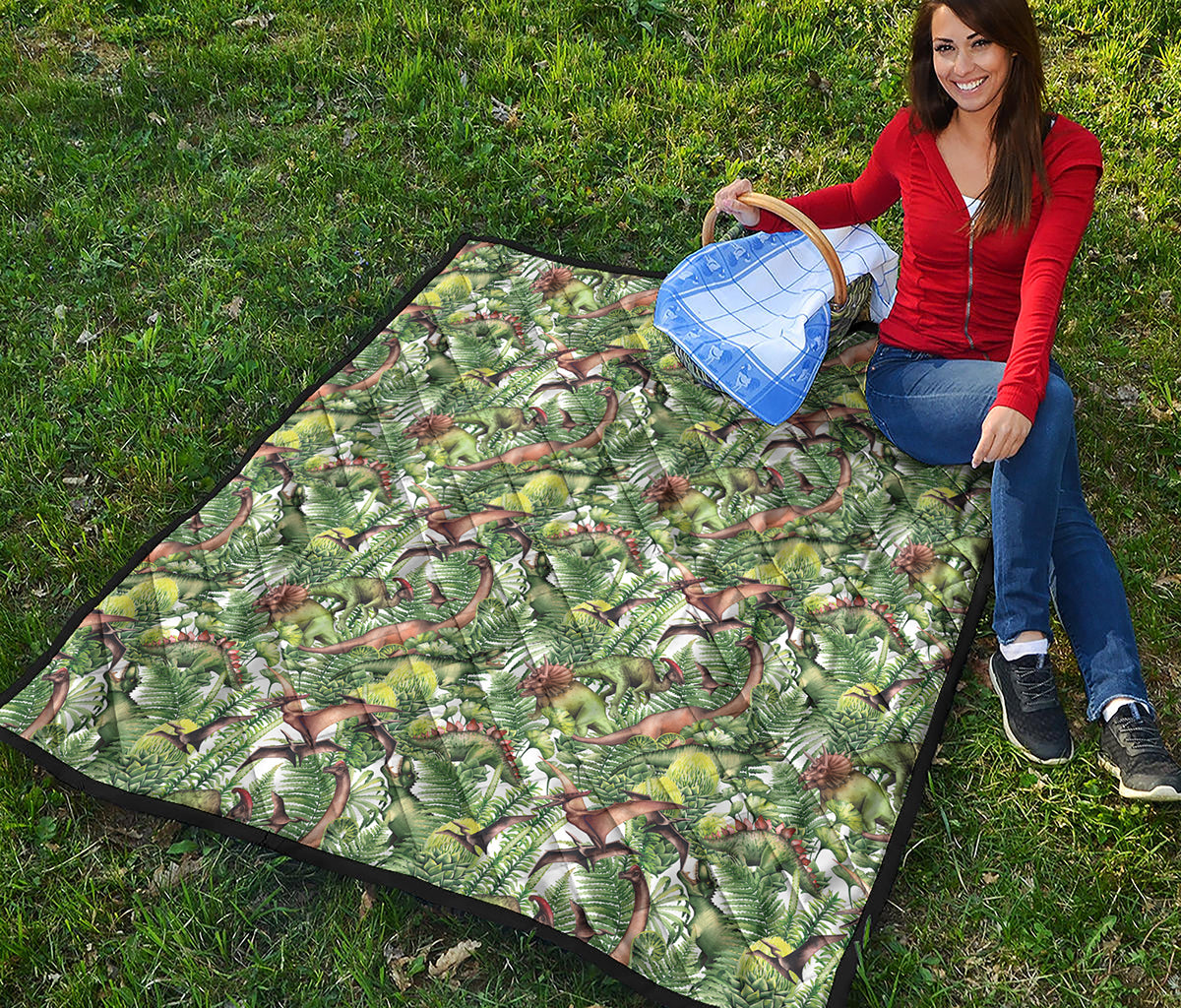 Dinosaur And Prehistoric Plants Print Quilt