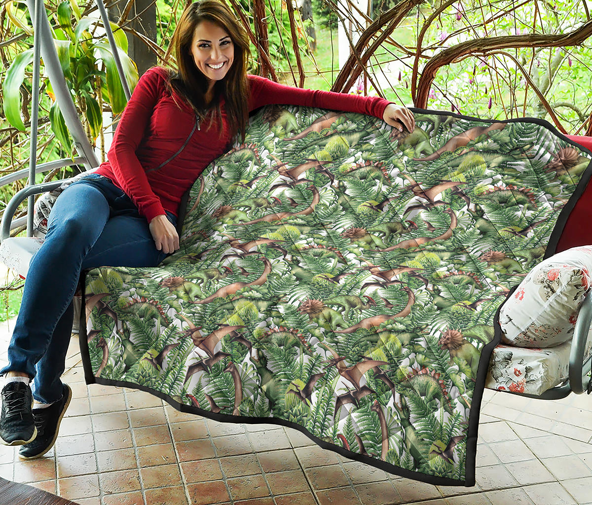 Dinosaur And Prehistoric Plants Print Quilt