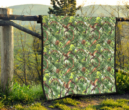 Dinosaur And Prehistoric Plants Print Quilt