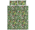 Dinosaur And Prehistoric Plants Print Quilt Bed Set