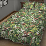 Dinosaur And Prehistoric Plants Print Quilt Bed Set