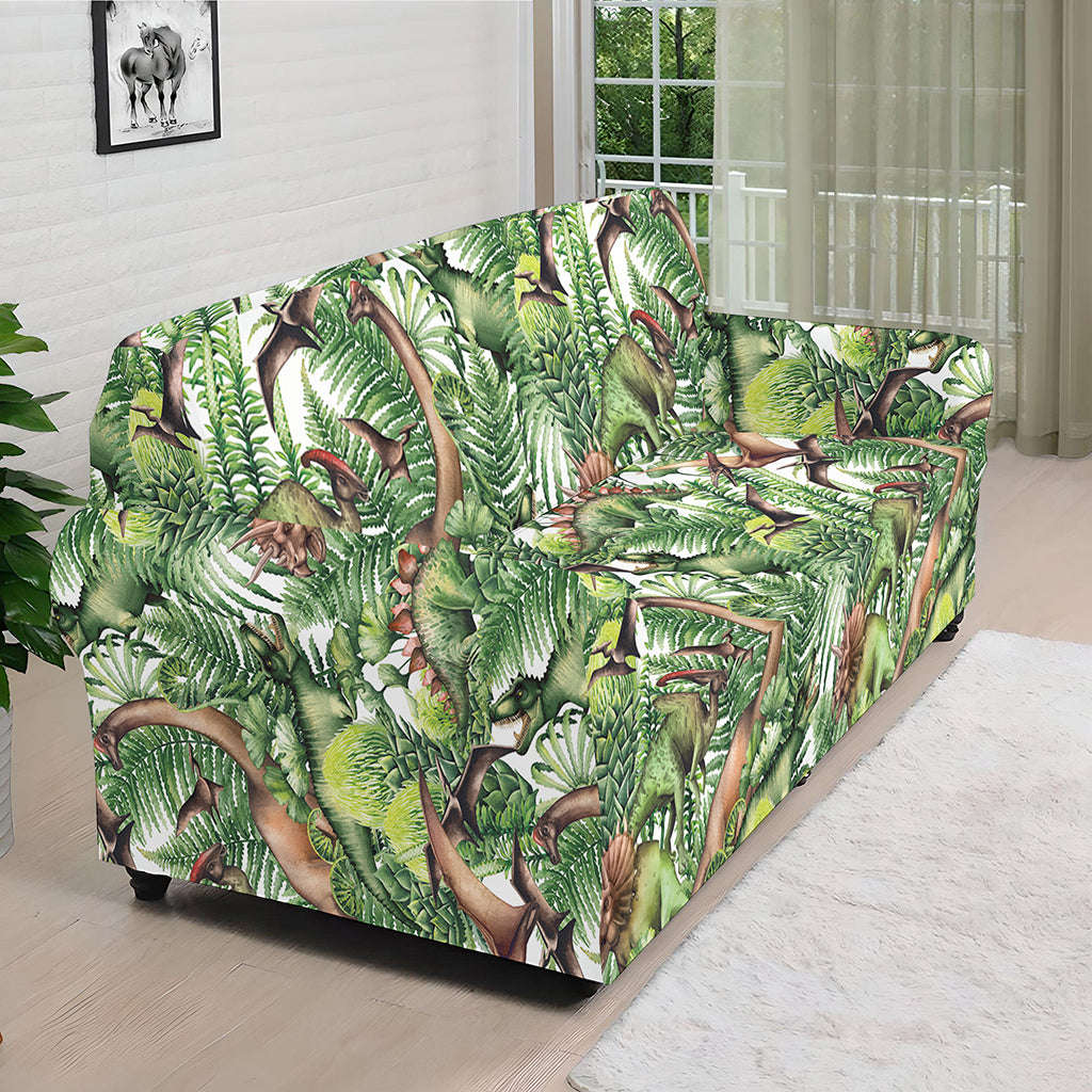 Dinosaur And Prehistoric Plants Print Sofa Cover