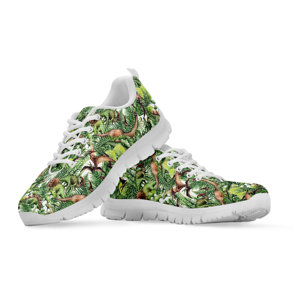 Dinosaur And Prehistoric Plants Print White Sneakers