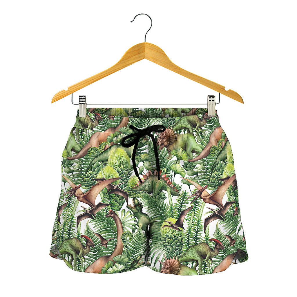 Dinosaur And Prehistoric Plants Print Women's Shorts