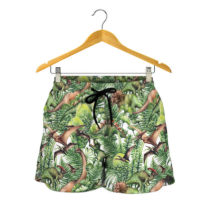 Dinosaur And Prehistoric Plants Print Women's Shorts