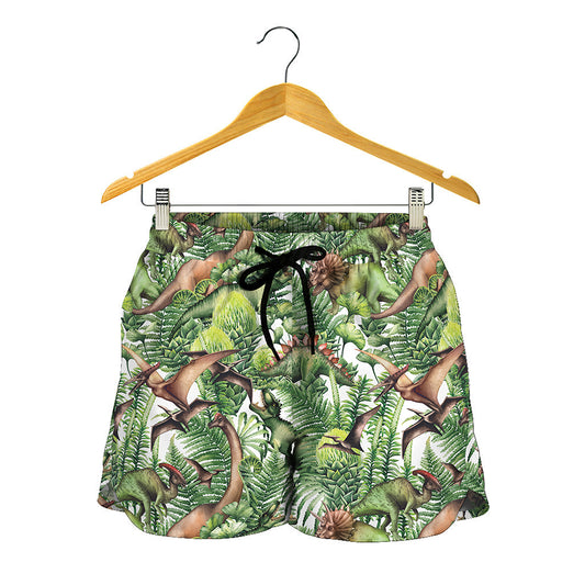 Dinosaur And Prehistoric Plants Print Women's Shorts