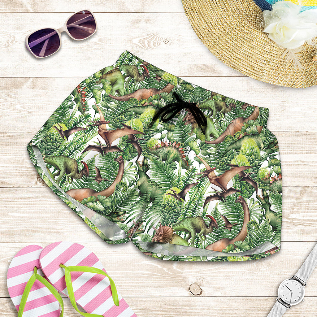Dinosaur And Prehistoric Plants Print Women's Shorts