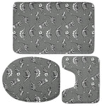 Dinosaur Fossil Pattern Print 3 Piece Bath Mat Set