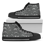 Dinosaur Fossil Pattern Print Black High Top Shoes