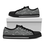 Dinosaur Fossil Pattern Print Black Low Top Shoes