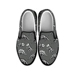Dinosaur Fossil Pattern Print Black Slip On Shoes