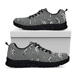 Dinosaur Fossil Pattern Print Black Sneakers