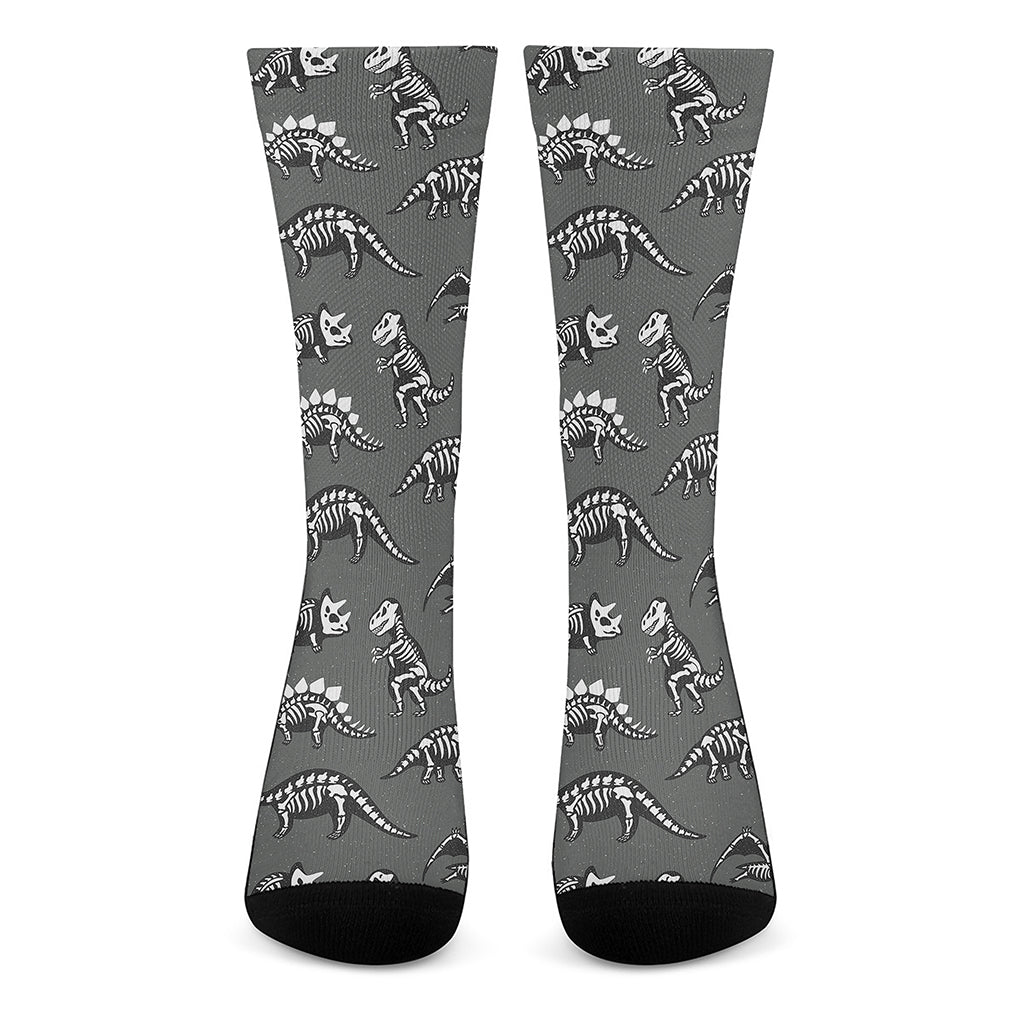 Dinosaur Fossil Pattern Print Crew Socks
