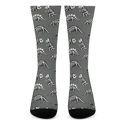 Dinosaur Fossil Pattern Print Crew Socks