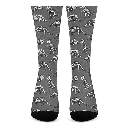 Dinosaur Fossil Pattern Print Crew Socks