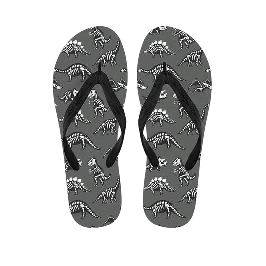 Dinosaur Fossil Pattern Print Flip Flops