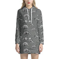 Dinosaur Fossil Pattern Print Pullover Hoodie Dress