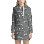 Dinosaur Fossil Pattern Print Hoodie Dress