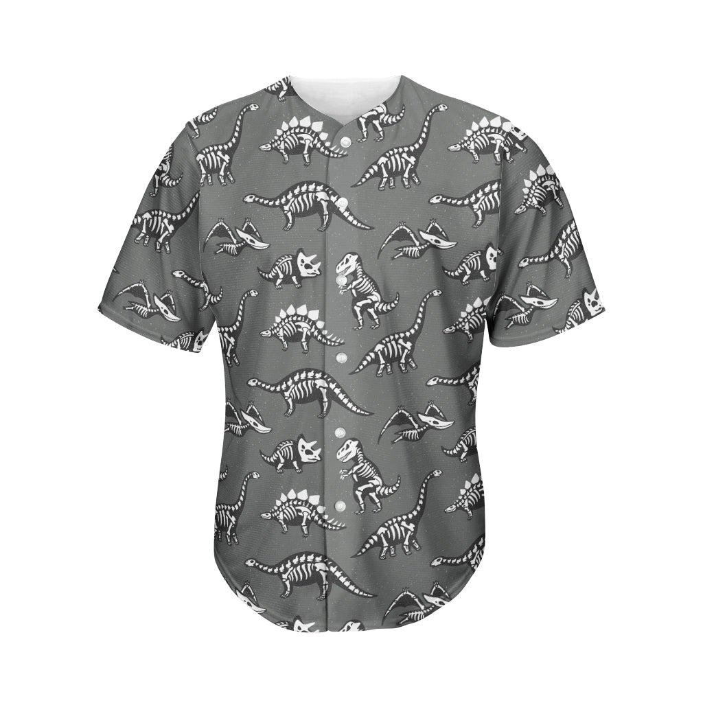 Dinosaur Fossil Pattern Print Men's Baseball Jersey