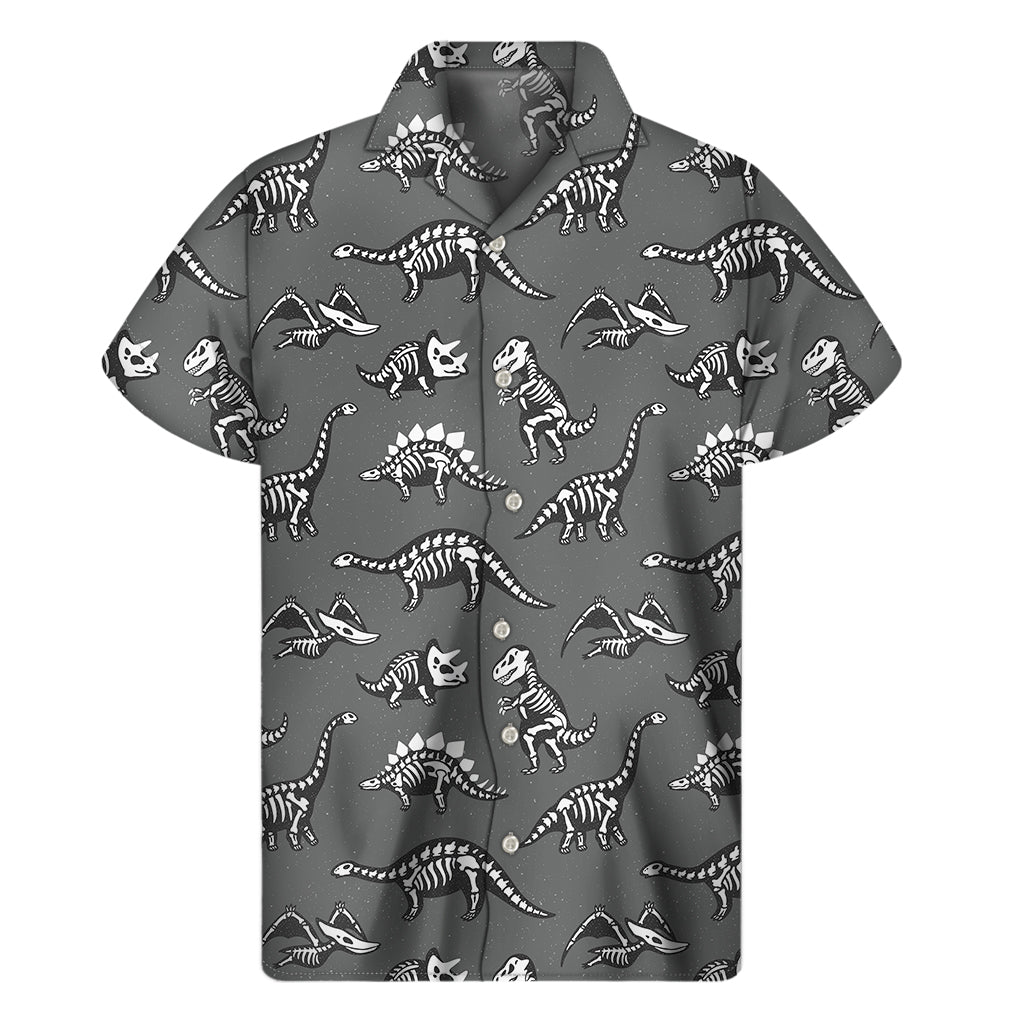 Dinosaur Fossil Pattern Print Men's Short Sleeve Shirt