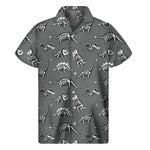 Dinosaur Fossil Pattern Print Men's Short Sleeve Shirt
