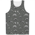 Dinosaur Fossil Pattern Print Men's Tank Top