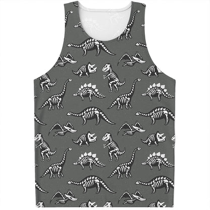 Dinosaur Fossil Pattern Print Men's Tank Top