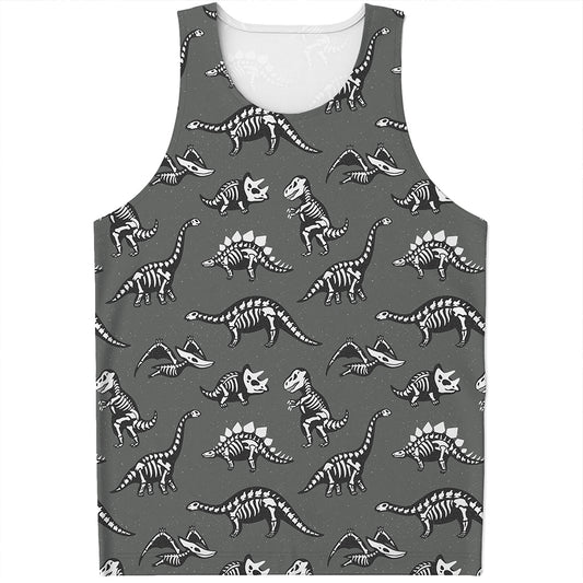 Dinosaur Fossil Pattern Print Men's Tank Top