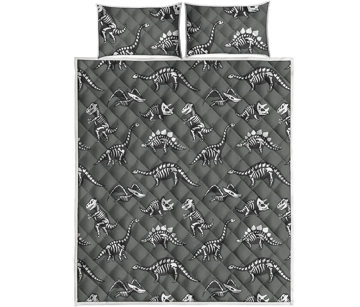Dinosaur Fossil Pattern Print Quilt Bed Set