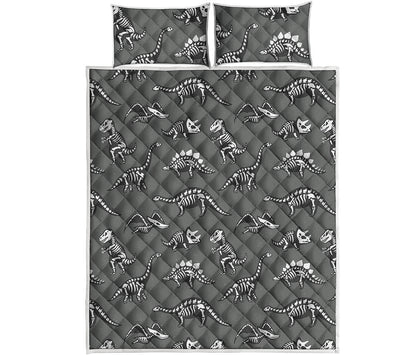Dinosaur Fossil Pattern Print Quilt Bed Set