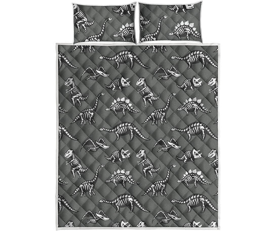 Dinosaur Fossil Pattern Print Quilt Bed Set