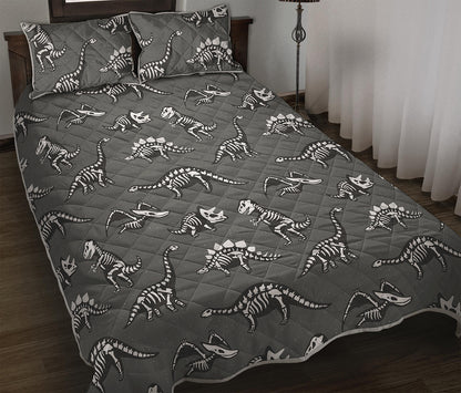 Dinosaur Fossil Pattern Print Quilt Bed Set