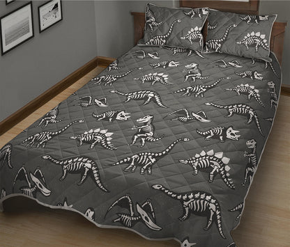 Dinosaur Fossil Pattern Print Quilt Bed Set