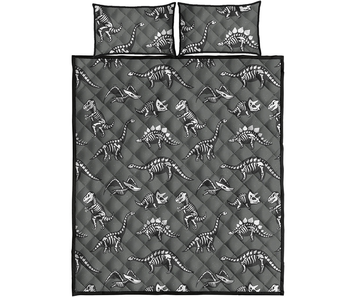 Dinosaur Fossil Pattern Print Quilt Bed Set